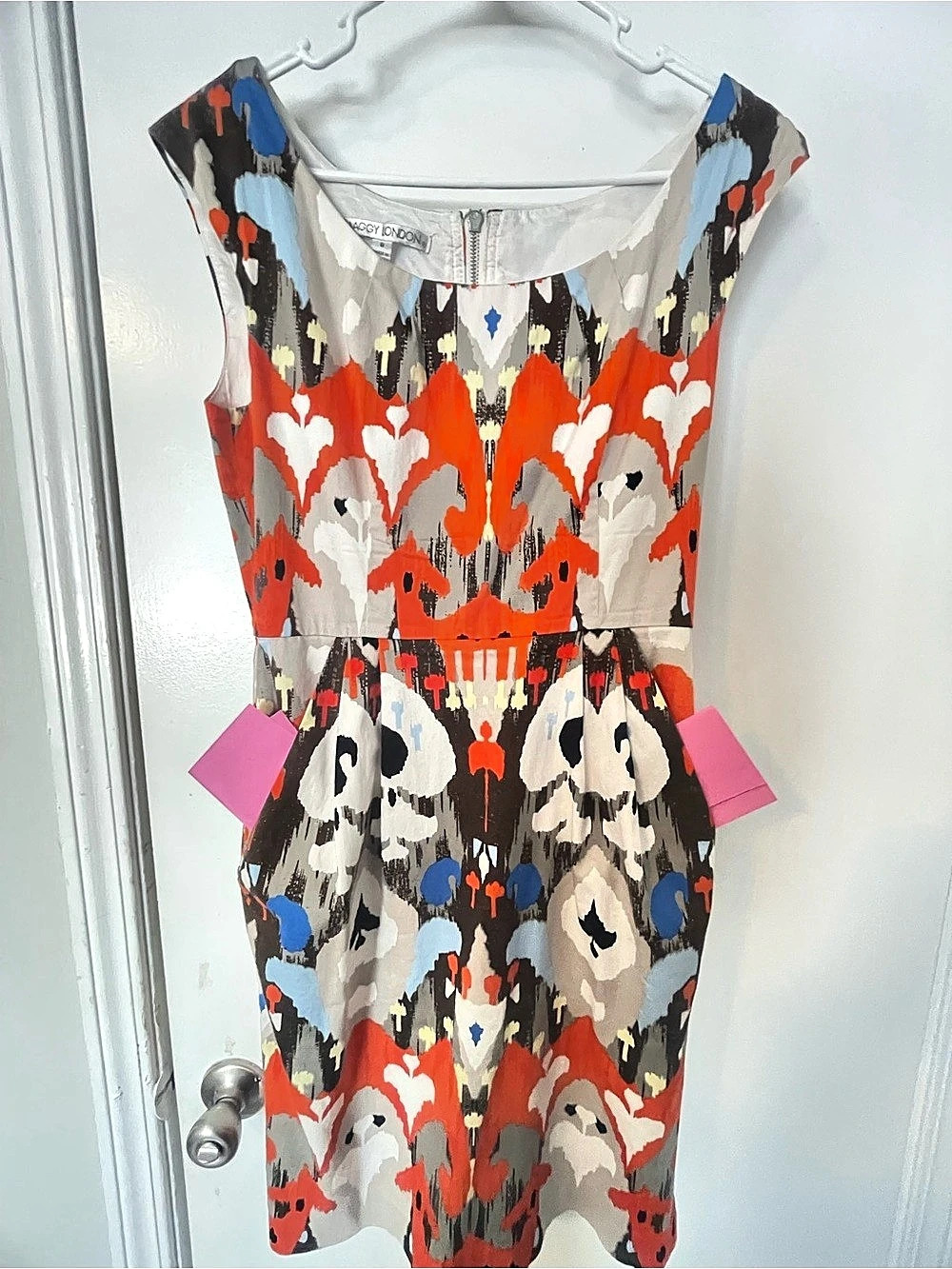 Maggy London Abstract Print Midi Dress Size 8